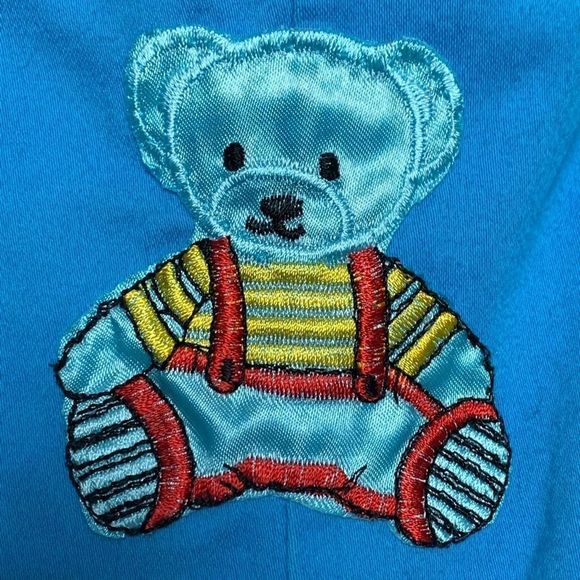 Vintage Sky Blue Teddy Bear Overalls Jumpsuit - Picture 9 of 10